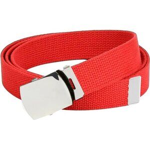Hold’Em Mens Military Canvas Webbing Belts Slider Buckle Adjustable - Red